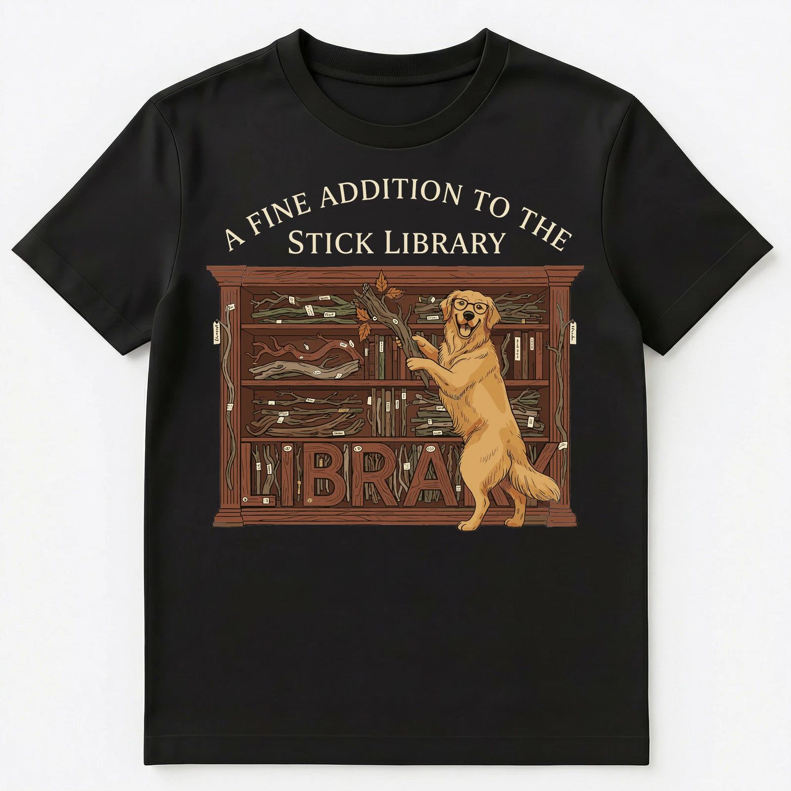 Dog Lover Golden Retriever Stick Librarian Dog Parent Unisex T-Shirt