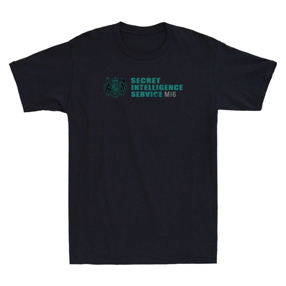 Secret Intelligence Service SIS MI6 UK Spy Agency Retro Men's T-Shirt Black Tee
