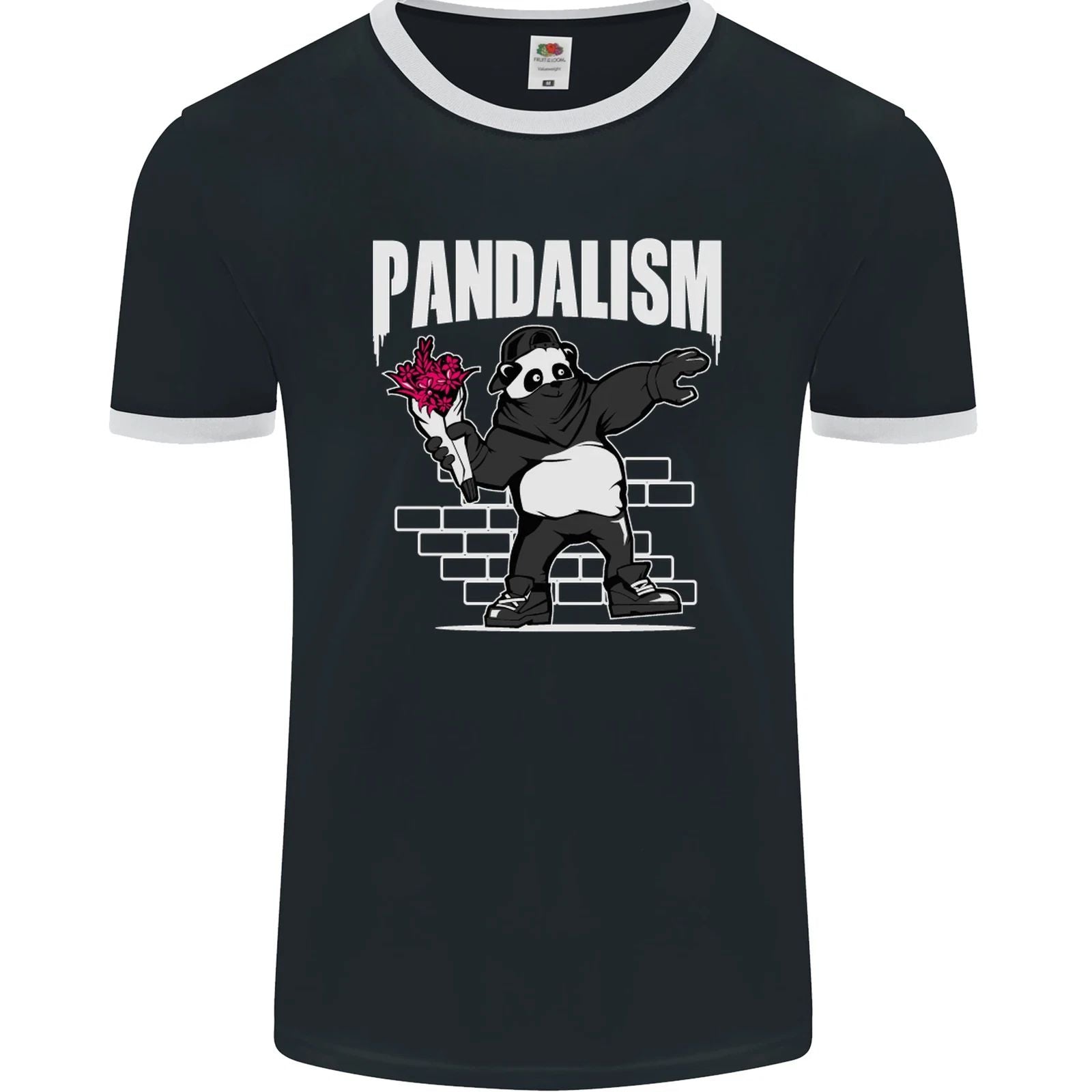 Pandalism Banksy Style Street Art Graffiti Mens Ringer T-Shirt FotL