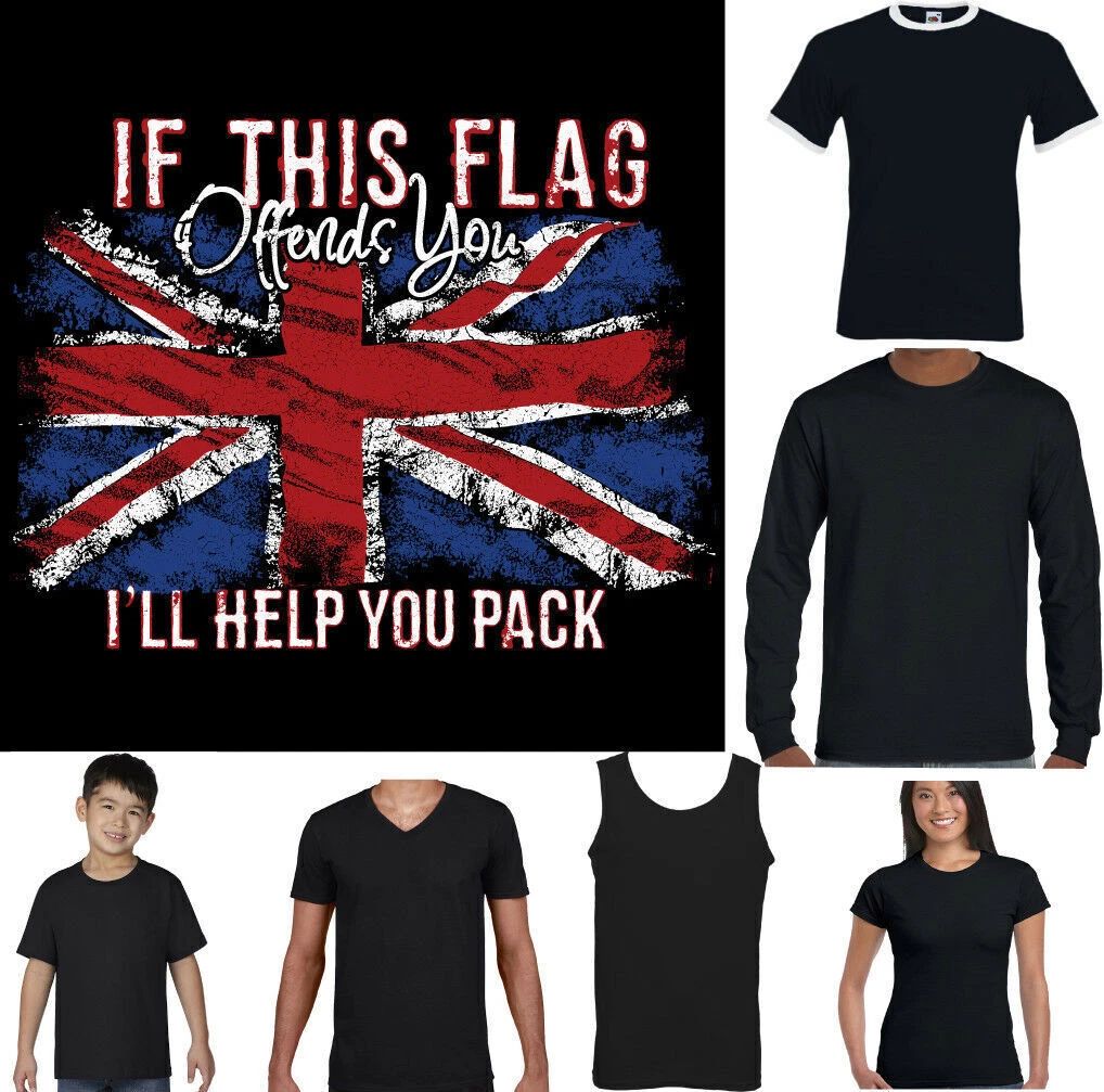UNION JACK T-SHIRT Mens If This Flag Offends You Immigration Rugby Football Top