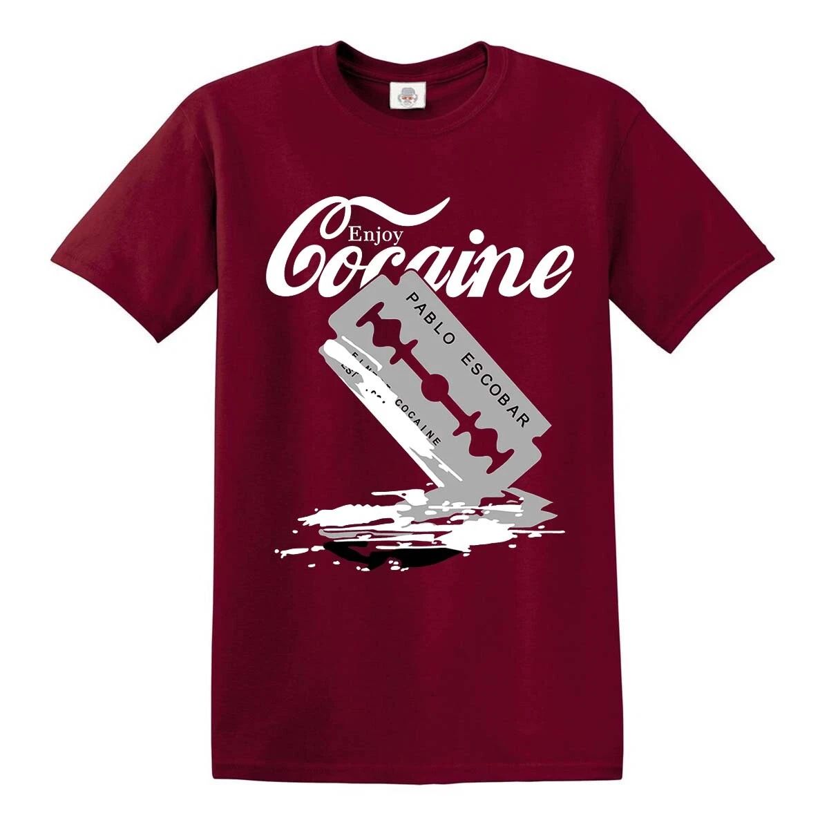 Enjoy Cocaine Drug T-Shirt Razor Blade Funny Party Gift Joke Novelty T shirt Tee