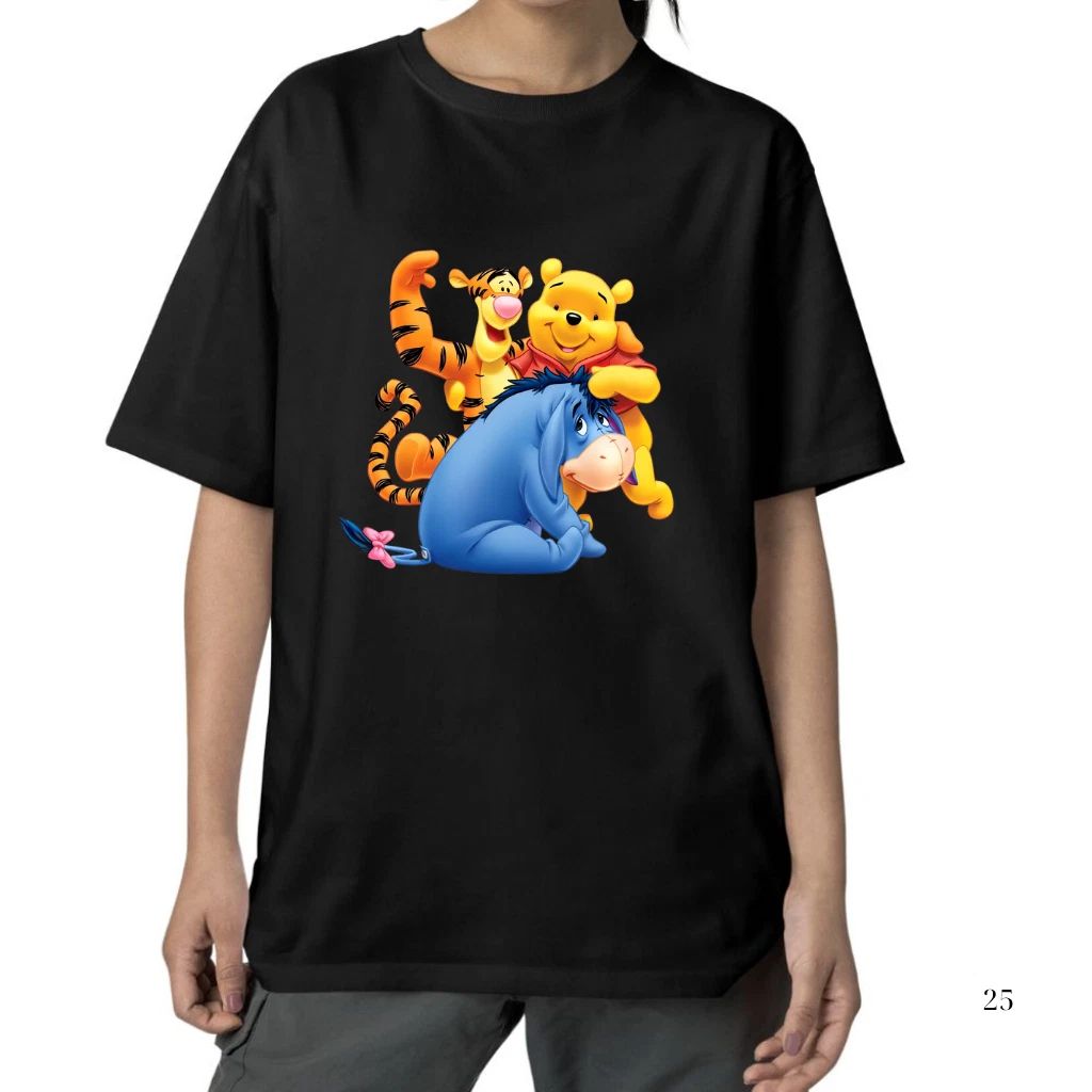 Cute Donkey and Tiger Cartoon Friends Graphic T Shirt Made in USA Unisex Cotton