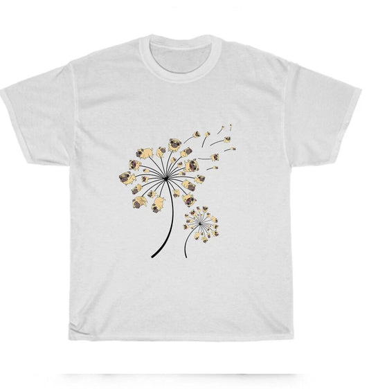 Funny Pug Flower Dog Dandelion Pet Puppy Animal Lover T-Shirt Unisex Tee Gift