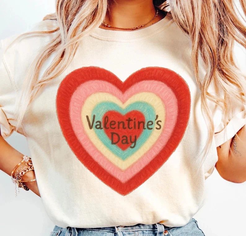 Pastel Heart Art Soft Girl Aesthetic Comfort T-Shirt Romantic Valentine Tee