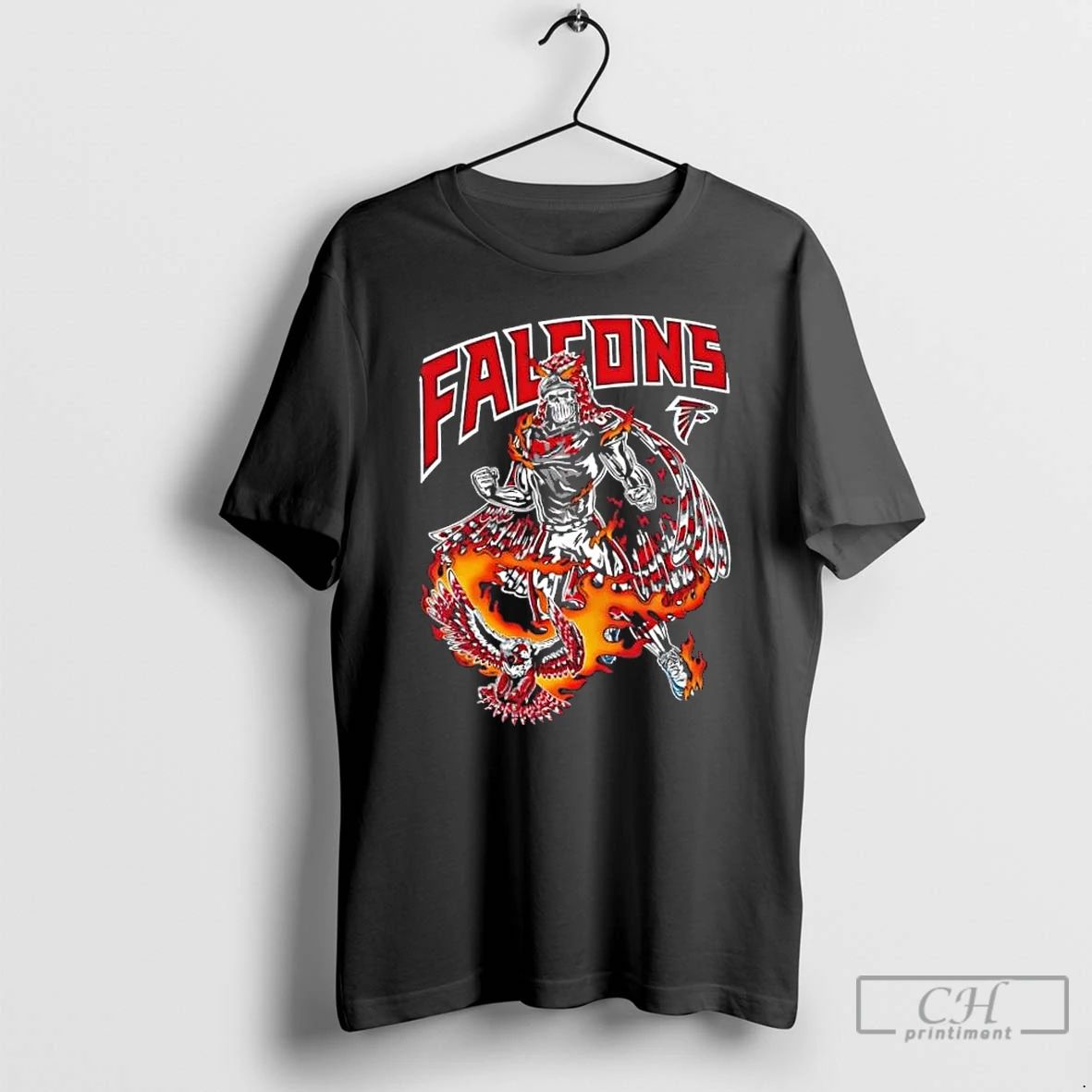 Classic Flying Atlanta Falcons Football Fire Graphic T Shirts