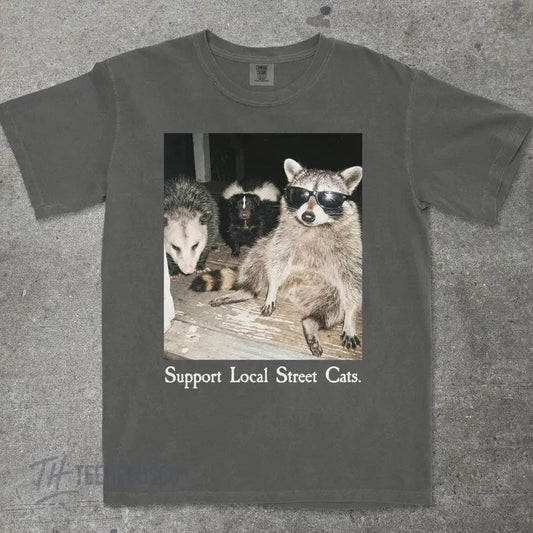 Support Local Street Cats Funny Comfort Tee Cat Lover Gift Men Women