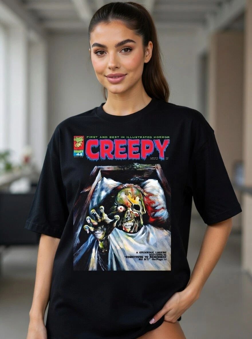 Vintage Horror Comic Style Graphic T-Shirt Creepy Retro Art Tee
