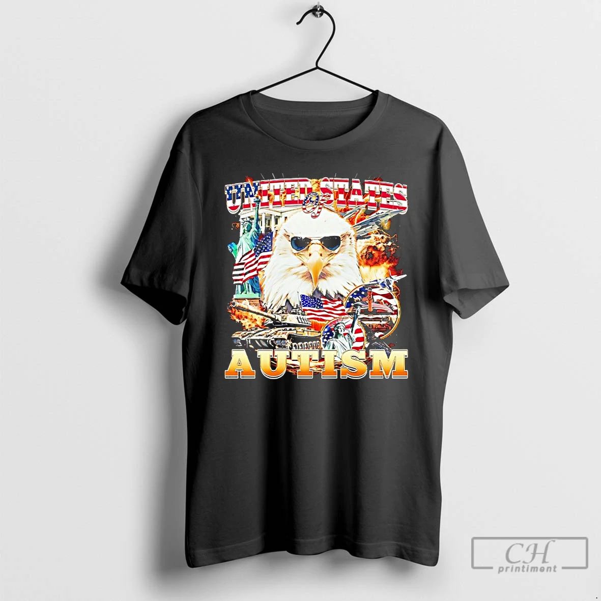 Classic United States Of Autism Eagle Tank Flame 90s Bootleg T Shirts Hoodie Longsleeve