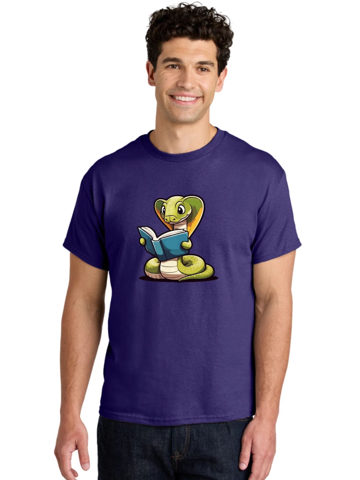 Snake-Reading Mens Graphic Tee, 100% Cotton, Casual Summer Wear