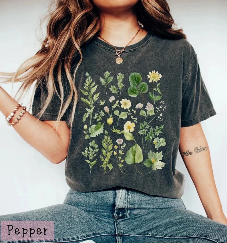 Boho Watercolor Floral T-Shirt Comfort Colors Aesthetic Wildflower Tee
