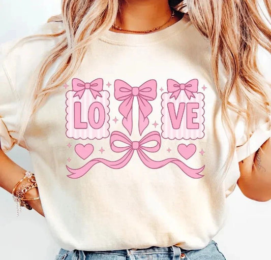Soft Girl Aesthetic Heart Bow Comfort Tee Romantic Coquette Style Shirt