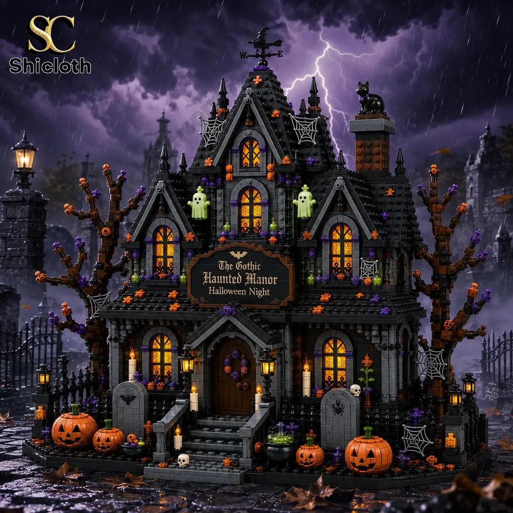 The Gothic Haunted Manor Halloween Night Building Brick Set