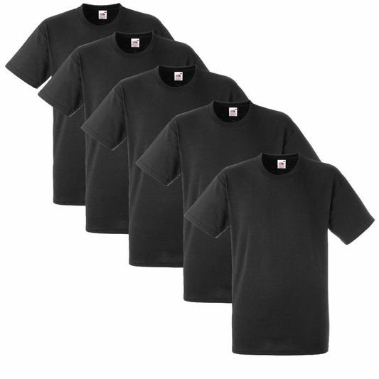 1 5 10 PACK Black Fruit of the Loom Heavy Cotton crew neck t shirt-mens tops Lot