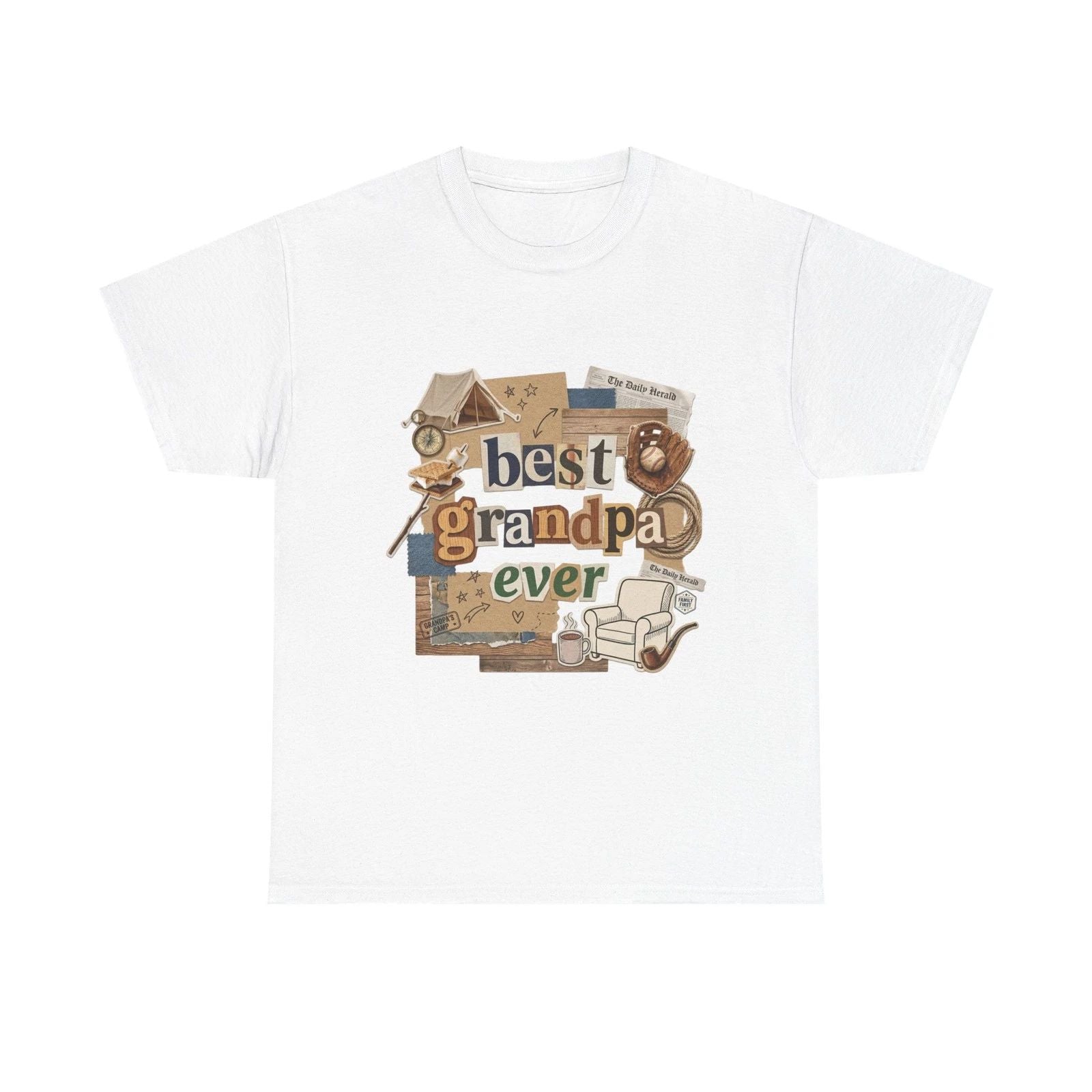 Best Grandpa Ever Tee | Retro collage design, 3 Colors, Cotton