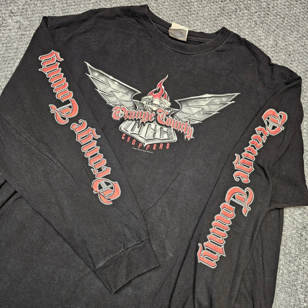 Vintage Orange County Choppers OCC Black Long Sleeve T Shirt Graphic Mens XL