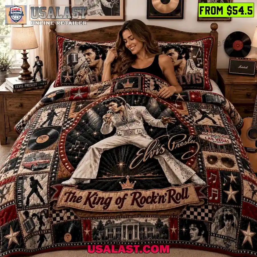 Elvis Presley King of Rock N Roll Quilt Bedding Set