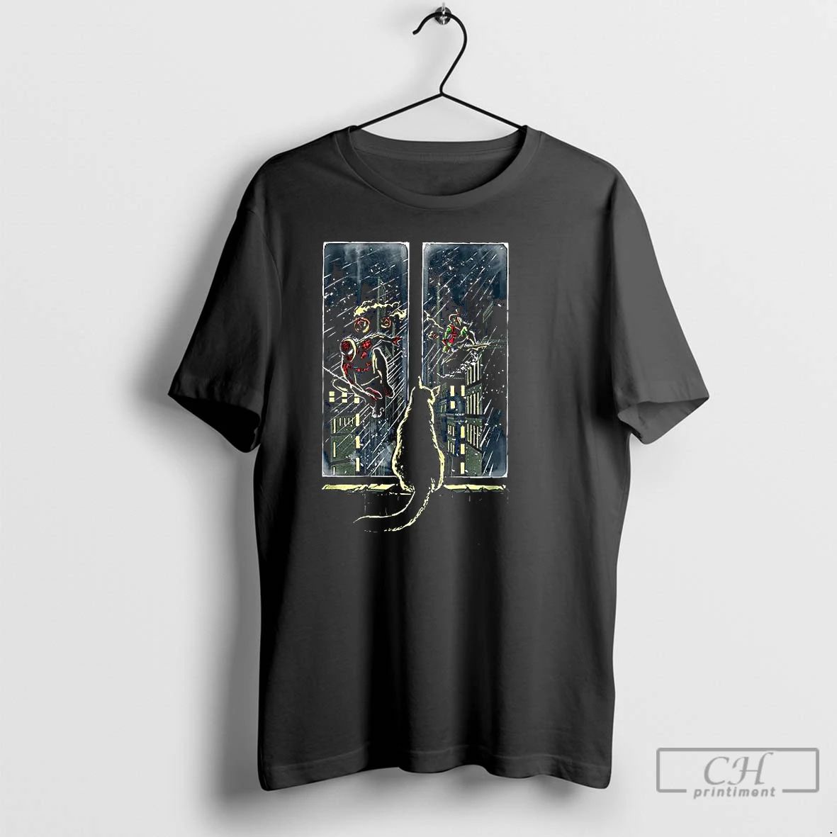 Premium Spiderman Vs Green Goblin Curious Cat T Shirts