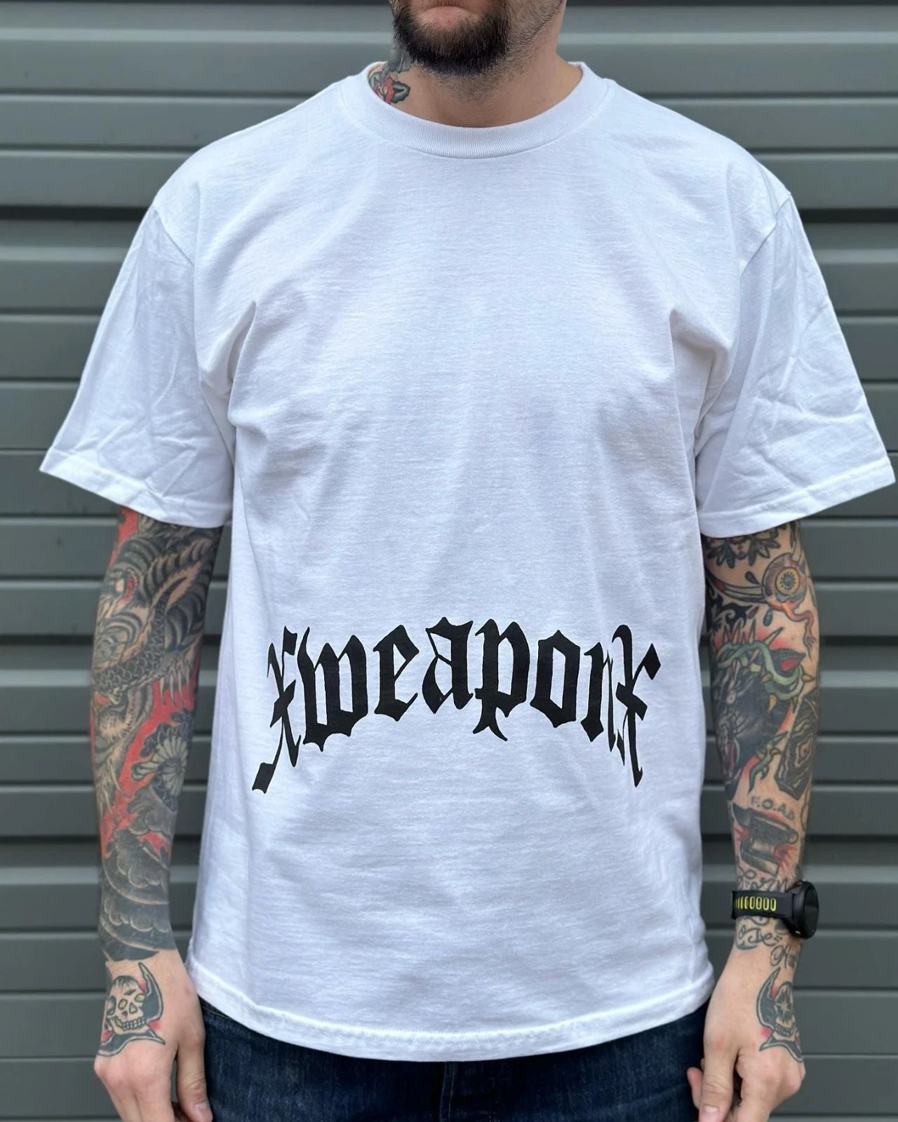 Bold Black Font White Cotton T-Shirt Hardcore Streetwear Punk Aesthetic Top