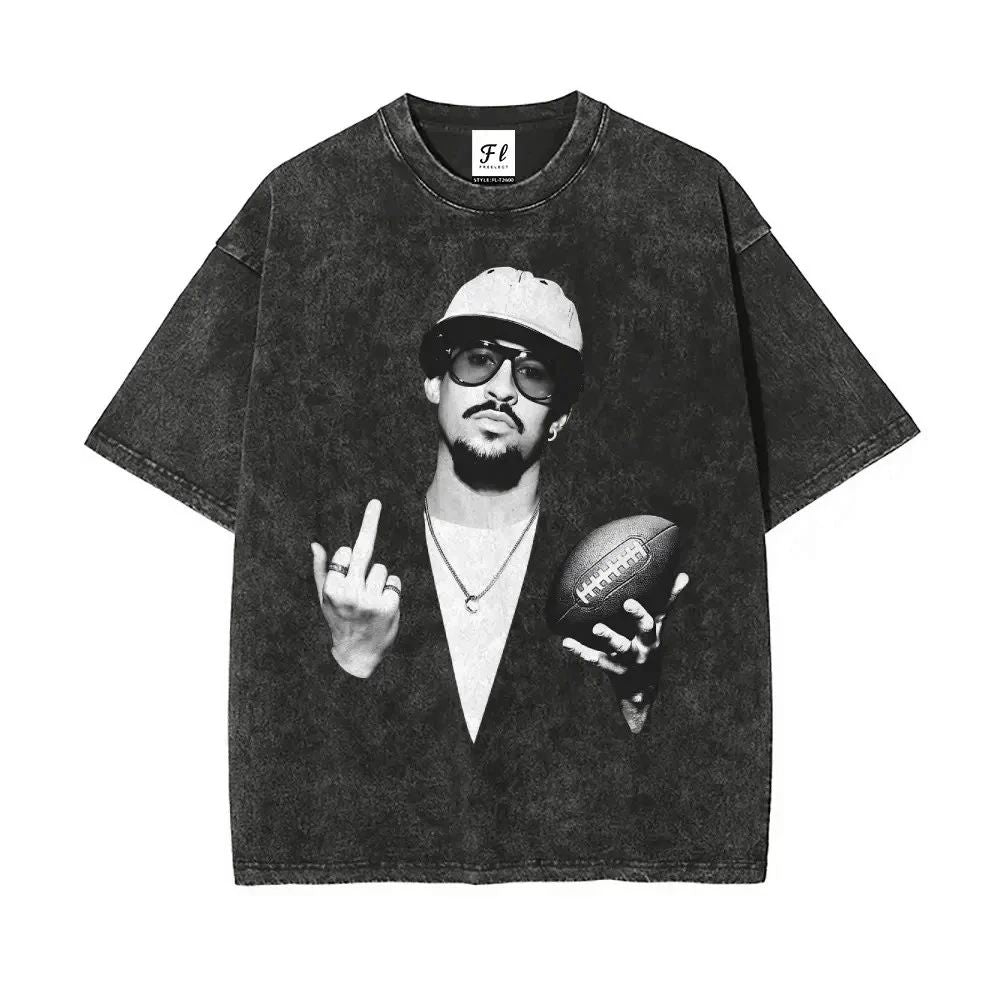 Football Bunny Graphic T-Shirt Oversized Cotton Streetwear Tee