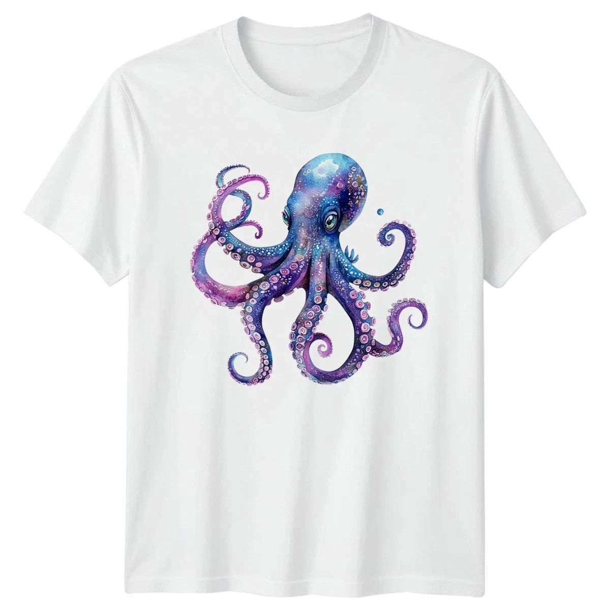 Watercolor Galaxy Octopus T-Shirt Fantasy Ocean Animal Gift For Him And Her