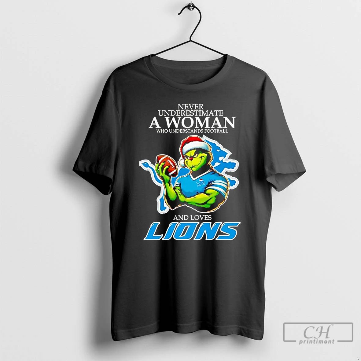 Classic Grinch Never Underestimate A Woman Who Understands Football And Loves Lions Christmas T Shirts