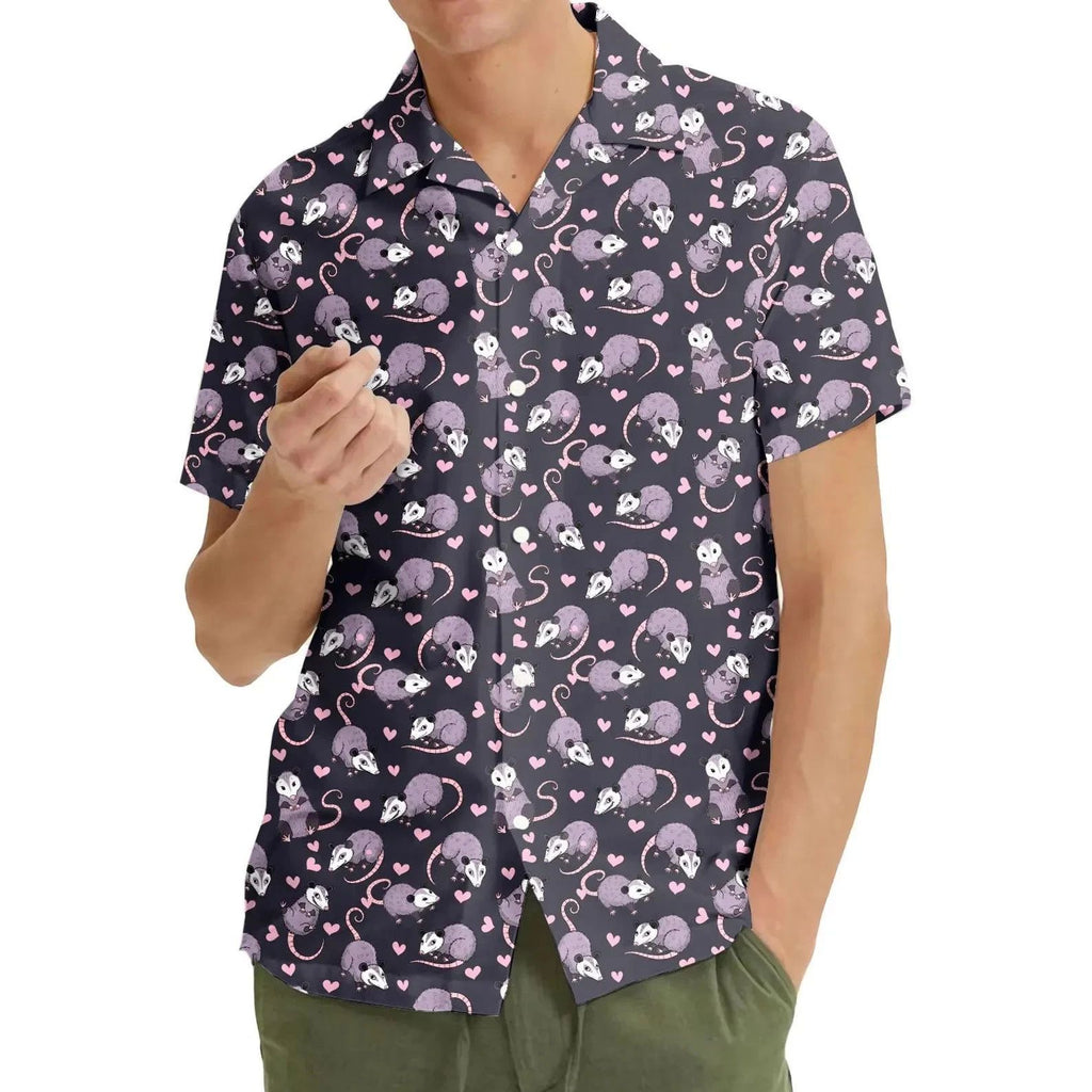 Kawaii Opossum Hawaiian Shirt Cute Possum Cartoon Purple Aloha Unisex