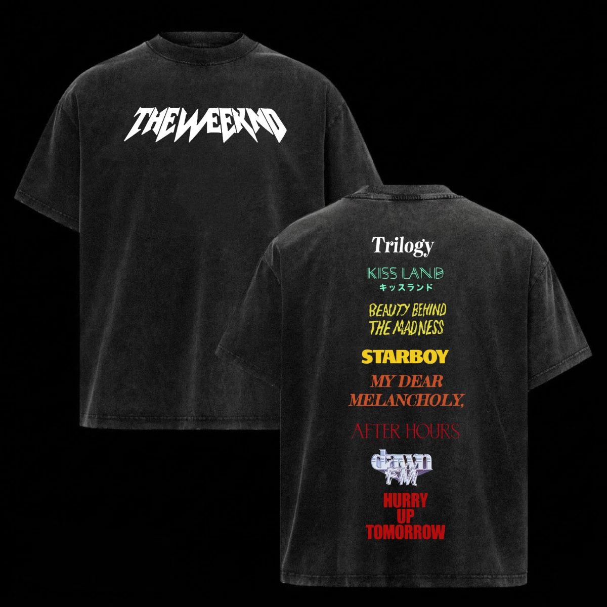 The Weeknd Hurry Up Tomorrow Shirt Acid Wash 230G Heavy Cotton Eras Merch Tee