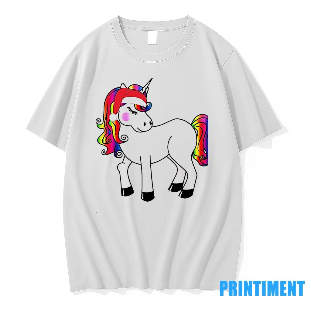 Rainbow Mane Christmas Unicorn Santa Hat Christmas Tshirts Sweater