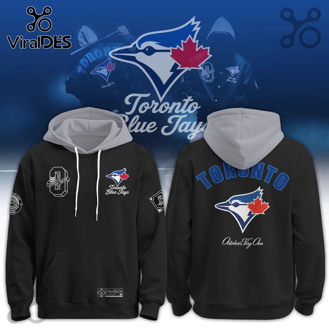 Toronto Blue Jays x OVO Black Two-Tone Hoodie