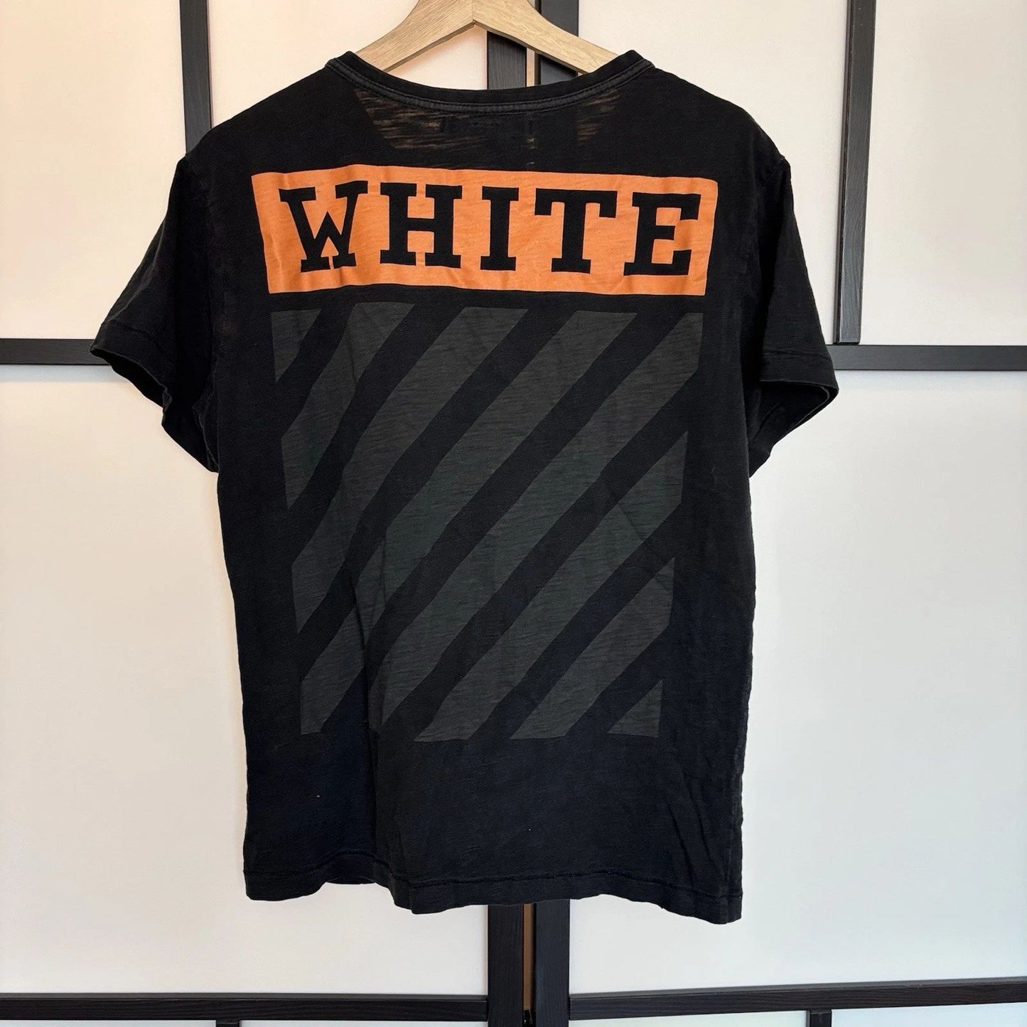 Off-White Orange Box T-shirt Sz SMALL Black Gorp Street style ~ HAS FLAWS AS IS