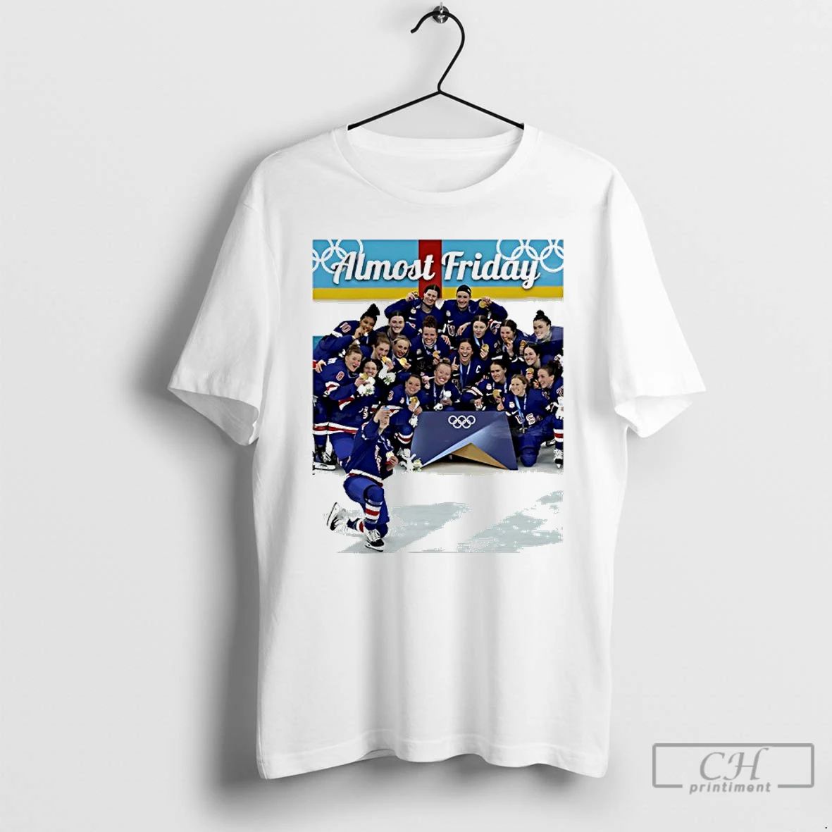 Classic Usa Womens Ice Hockey Celebrating Gold Medal At Olympics Selfie Almost Friday T Shirts