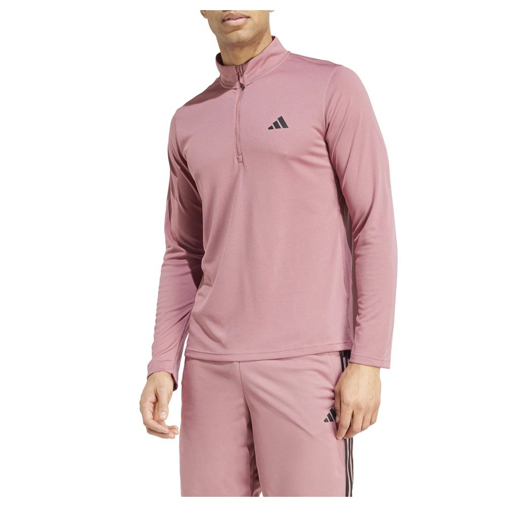 adidas Train Essential Quarter Zip Pullover Shirt Mens Pink Casual Tops IW3394-A