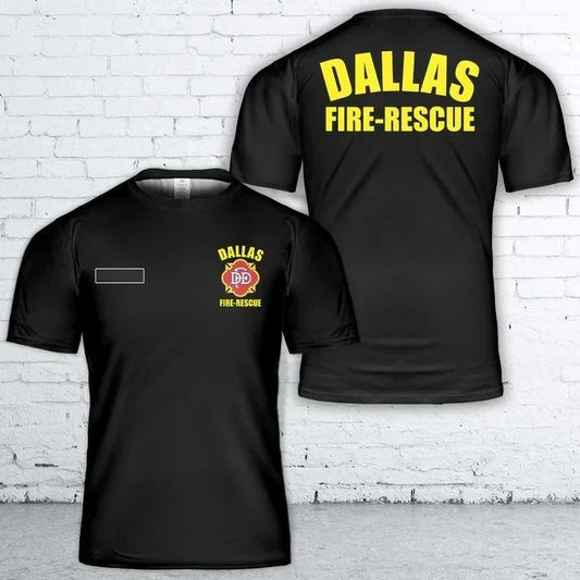 Custom Name Dallas, Texas, Dallas Fire-Rescue Department T-Shirt 3D