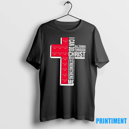 I Can Do All Things Through Christ Who Strengthens Me Smu Mustangs Football Cross Tshirts
