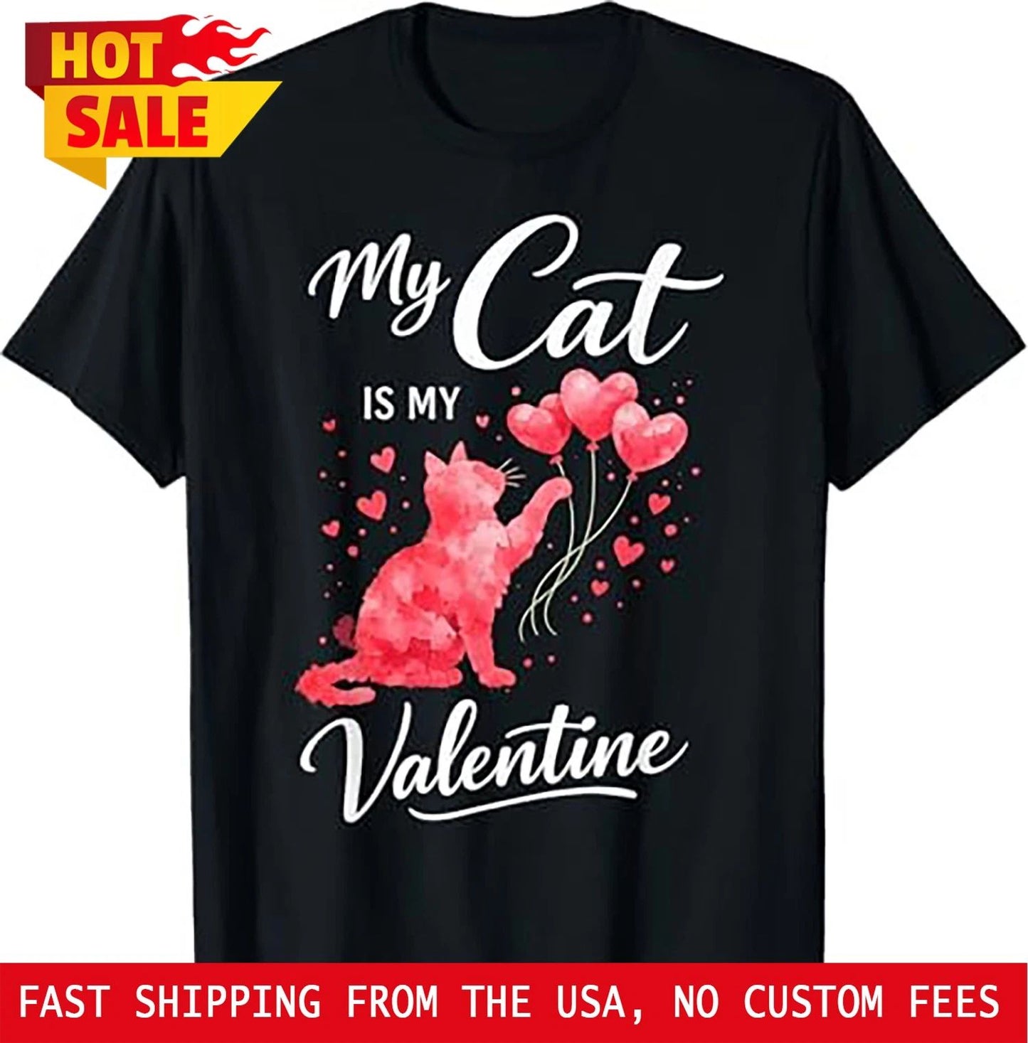 Retro My Cat is My Valentine Kitten Lover Women Girls T-Shirt