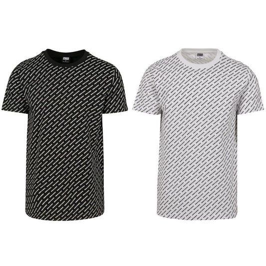 Urban Classics Allover Logo Tee Men Jersey T-Shirt Black White Round Neck - 5XL