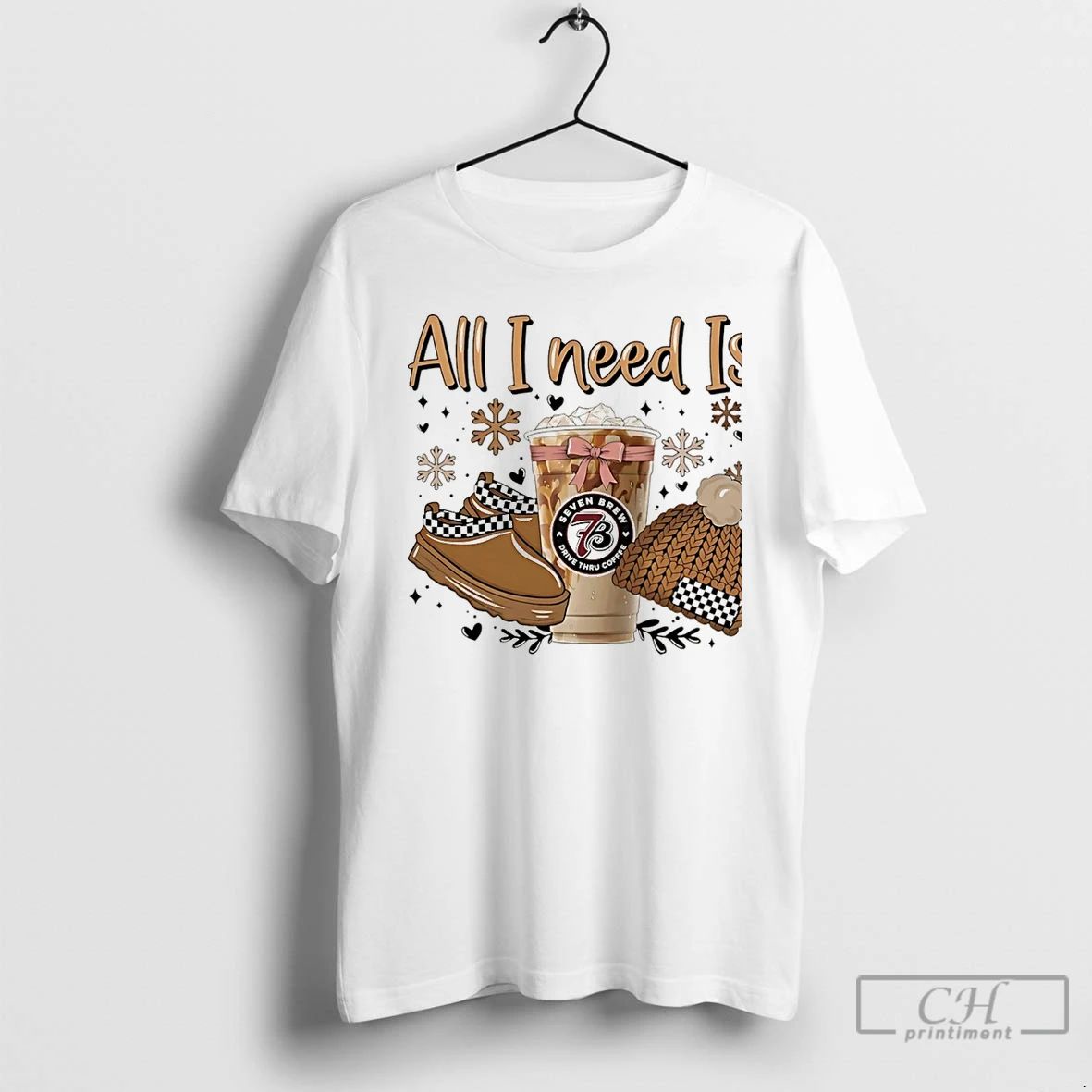 Premium All I Need Is 7 Brew Coffee Shoe And Wool Hat Christmas T Shirts