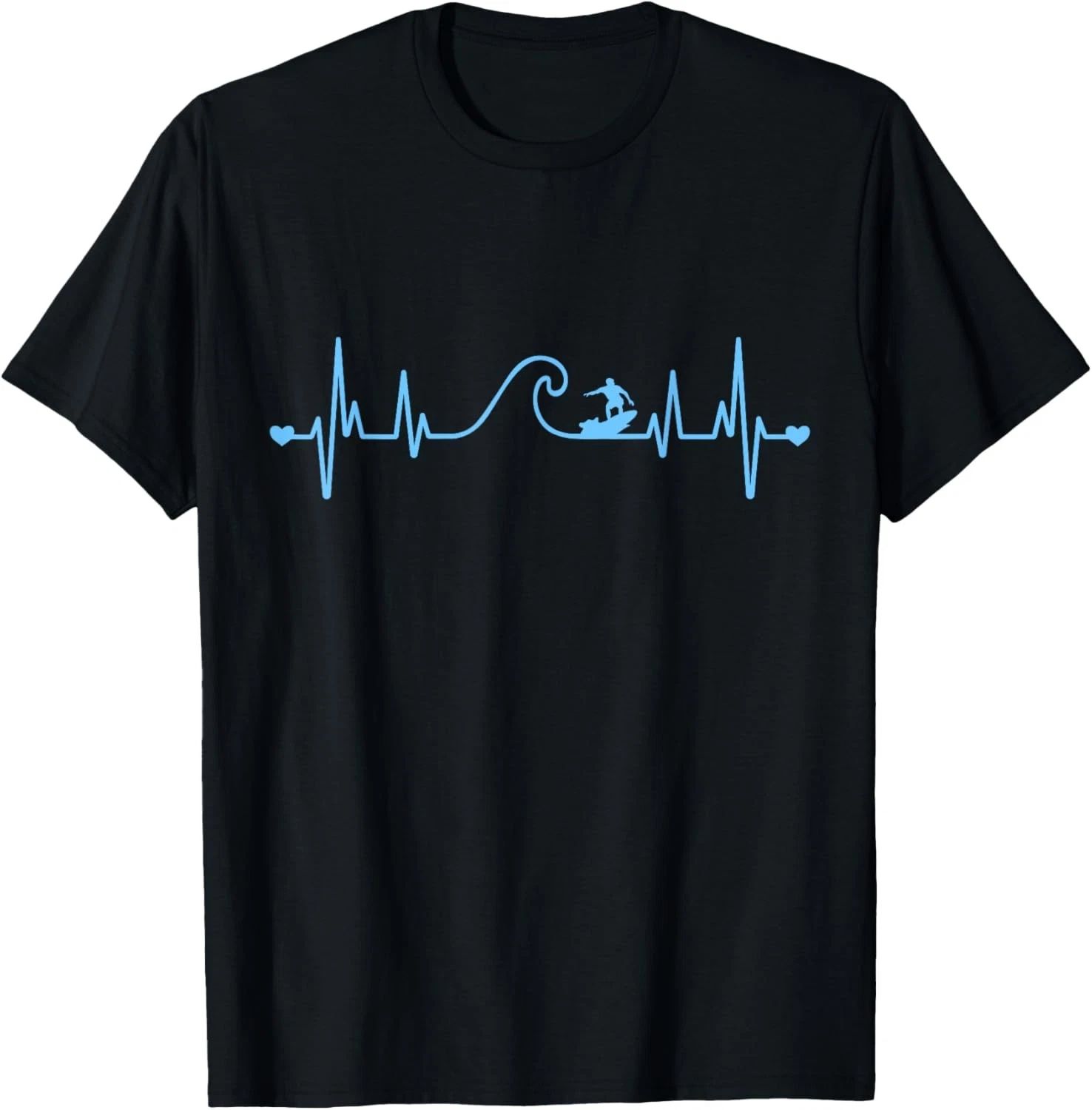 Surfer Summer Waves Heartbeat Surfing Novelty T-Shirt