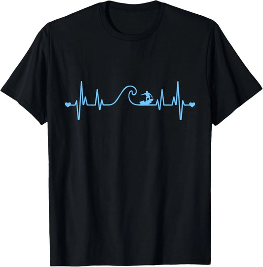 Surfer Summer Waves Heartbeat Surfing Novelty T-Shirt