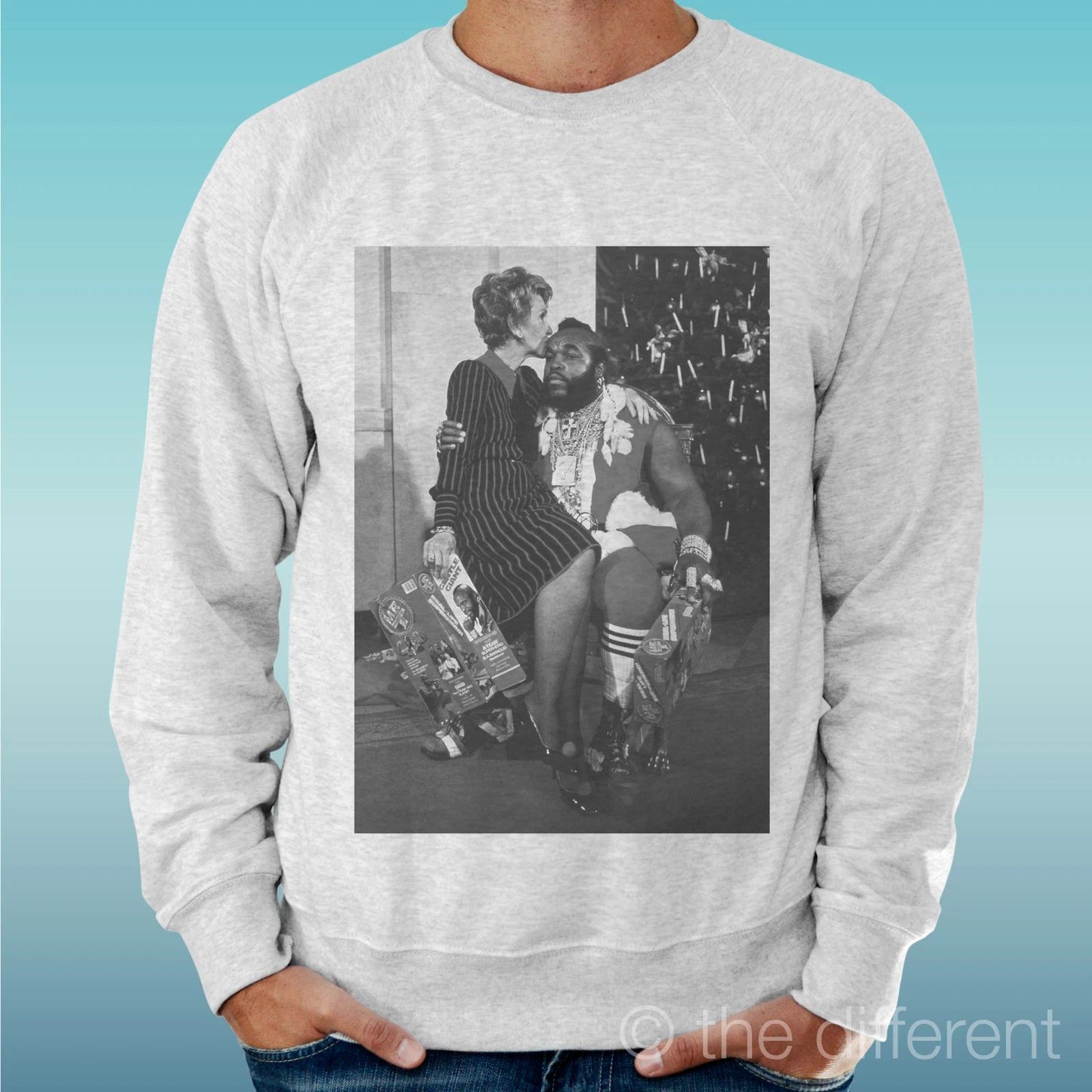 Felpa Man Light Sweater Light Grey " Mr.T Funny Cult Woman Love "