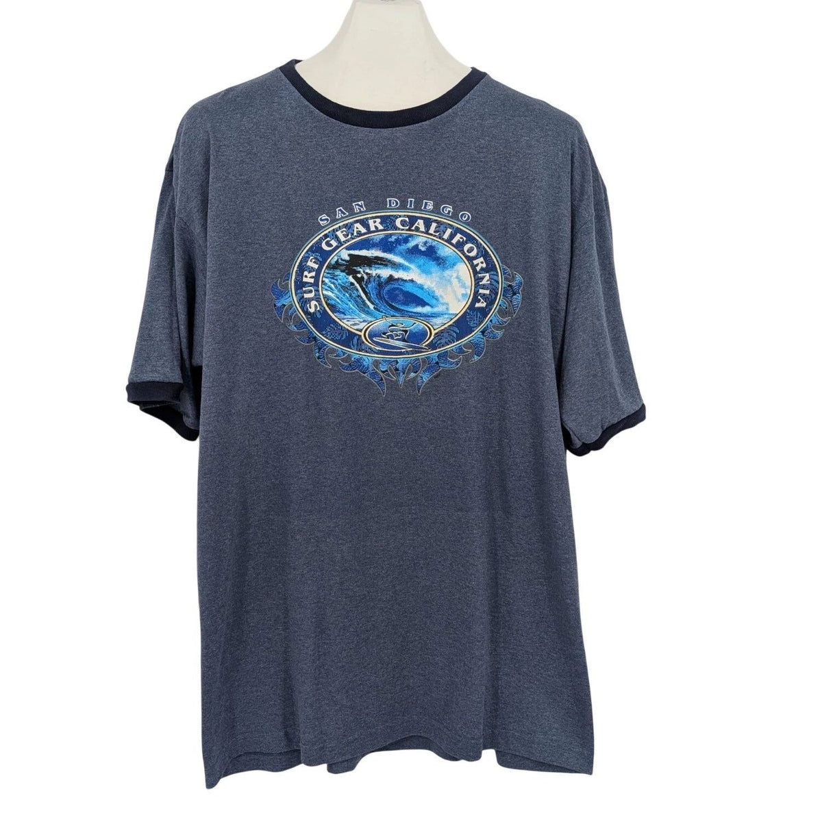 Vtg San Diego Surf Gear Ringer Graphic T Shirt Y2K Streetwear Vacation Size X L