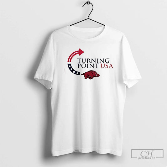 Premium Arkansas Razorbacks X Freedom Turning Point Usa Charlie Kirk 2 Sided T Shirts