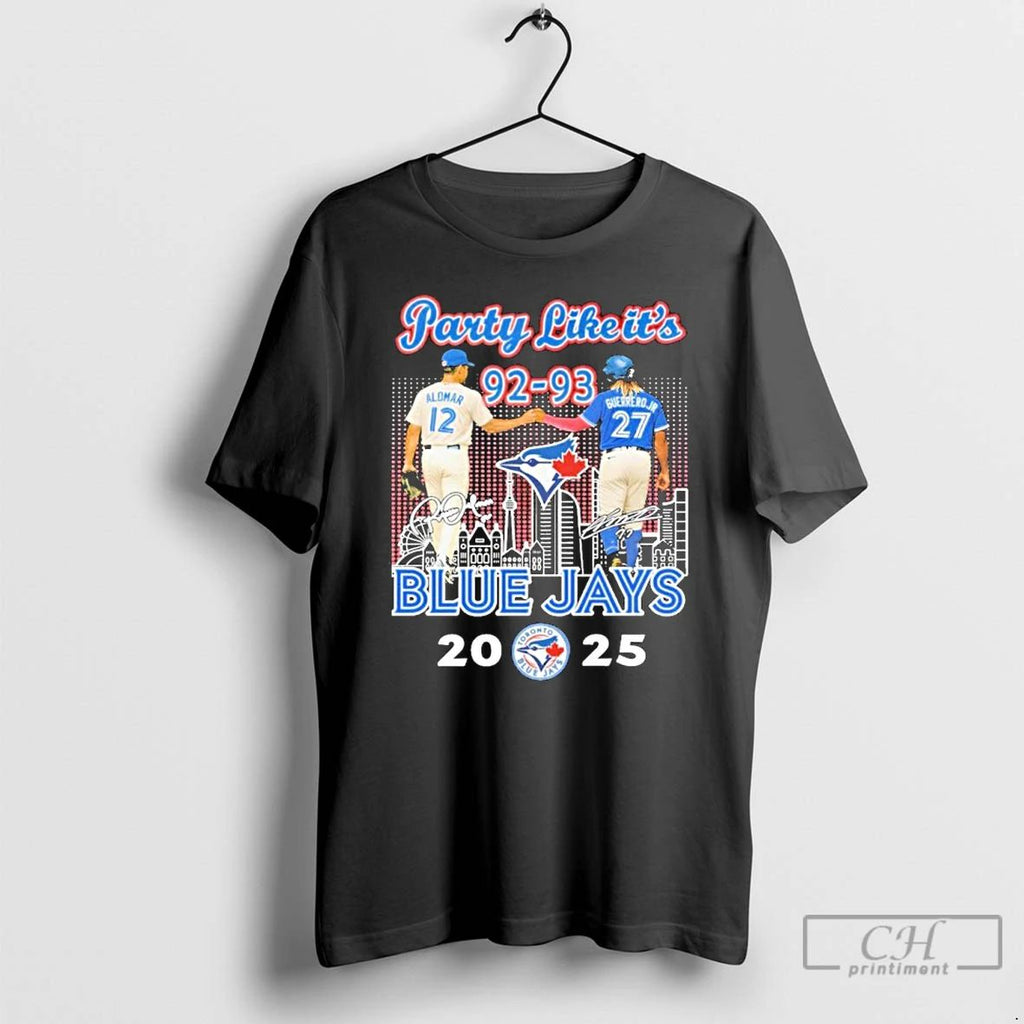 Classic Alomar And Guerrero Jr Party Like Its 1993 Blue Jays 2025 T Shirts