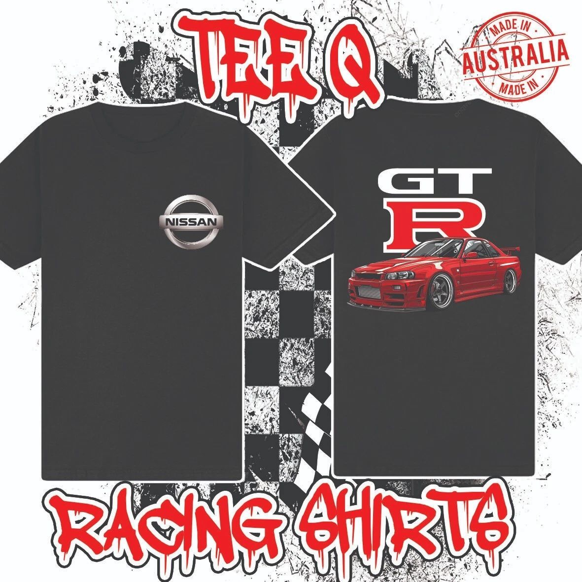 Nissan Skyline R34 GTR ~ Premium Black Gildan Cotton Tee JDM Japan