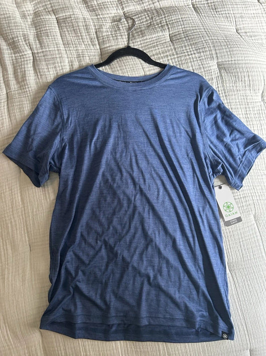 NWT GAIAM Mens True Navy Heather Everyday Basic Crew Fitness Slim Fit Size Med M
