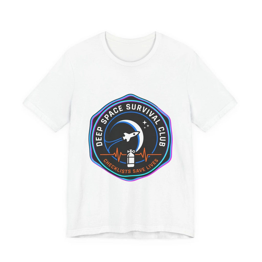 Deep Space Survival Club Tee | mission patch, hard sci‑fi exploration