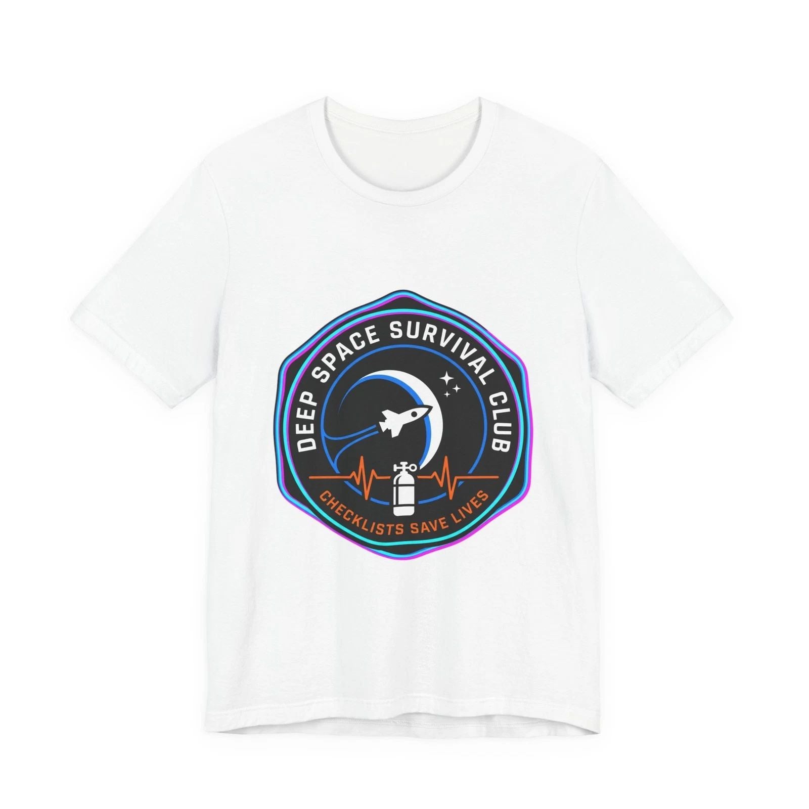 Deep Space Survival Club Tee | mission patch, hard sci‑fi exploration