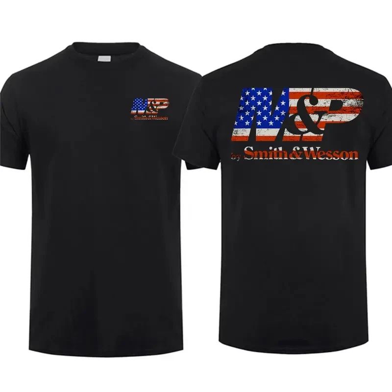 Smith & Wesson America Flag T-Shirt, Unisex Short Sleeve Casual 100% Cotton, Top