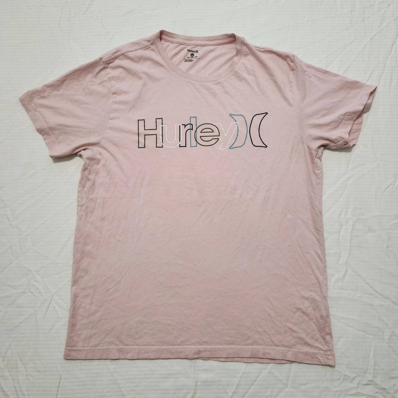 Mens HURLEY Logo Tshirt Sz XL Light Pink Surf Beach
