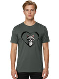 Raccoon-Heart Mens Graphic Tee, 100% Cotton, Casual Summer Wear